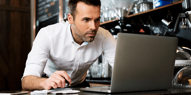 Business owner using computer