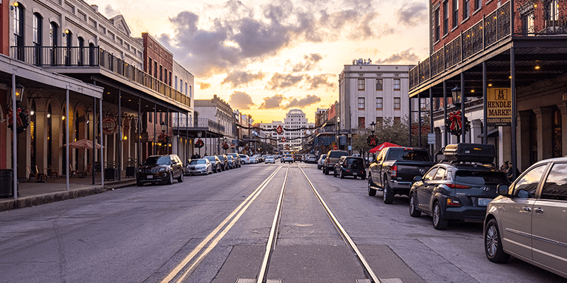 Downtown area with businesses